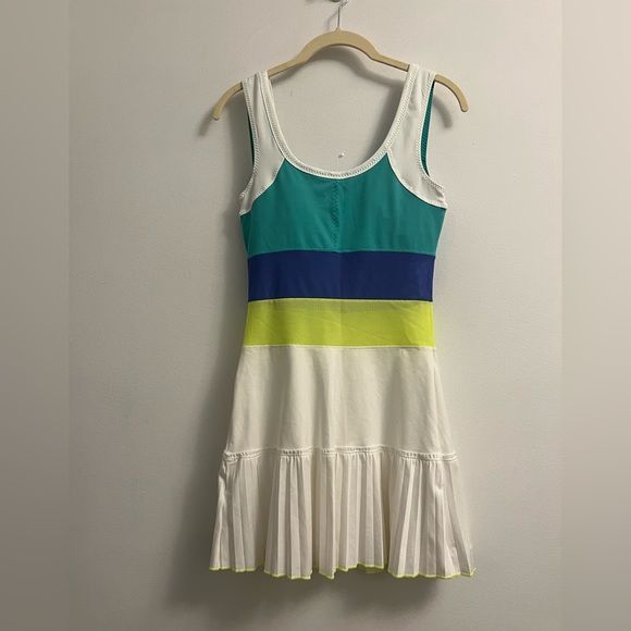 Nike Dri Fit Tennis Dress Mesh Waist White and Neon - Size Small - Picture 2 of 8